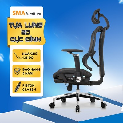 Ghế văn phòng công thái học SMA Furniture Lumbar full tính năng bá đạo, lưới Wintex, Piston class 4