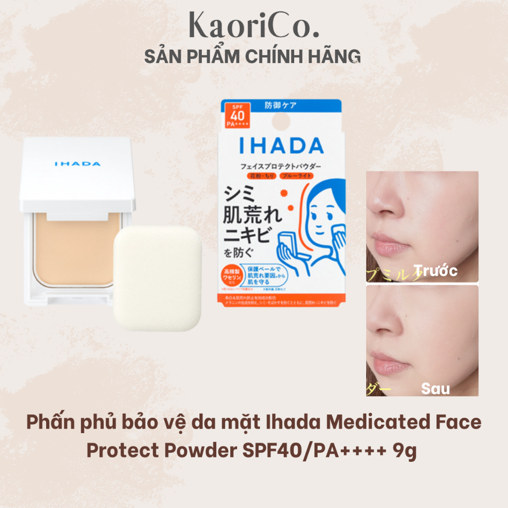 Phấn phủ bảo vệ da dược mỹ phẩm Ihada Medicated Face Protect Powder SPF40/Pa++++ chống nắng, kiềm dầ