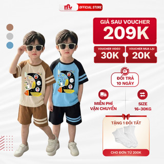 Bộ cotton bé trai Riomio thiết kế Raglan phối viền khỏe khoắn vải chính phẩm cho bé 15-27kg RBT1196