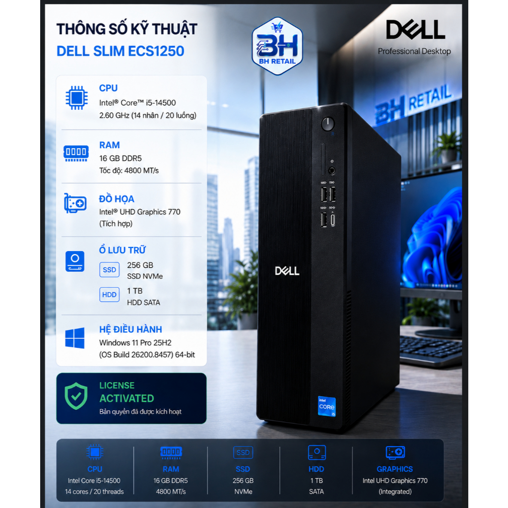 Máy tính bàn Dell Slim ECS1250