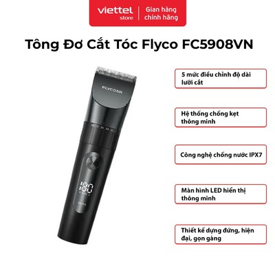 Tông Đơ Cắt Tóc Flyco FC5908VN | 5 Mức Điều Chỉnh Độ Dài | Động Cơ Turbo | Chống Nước IPX7