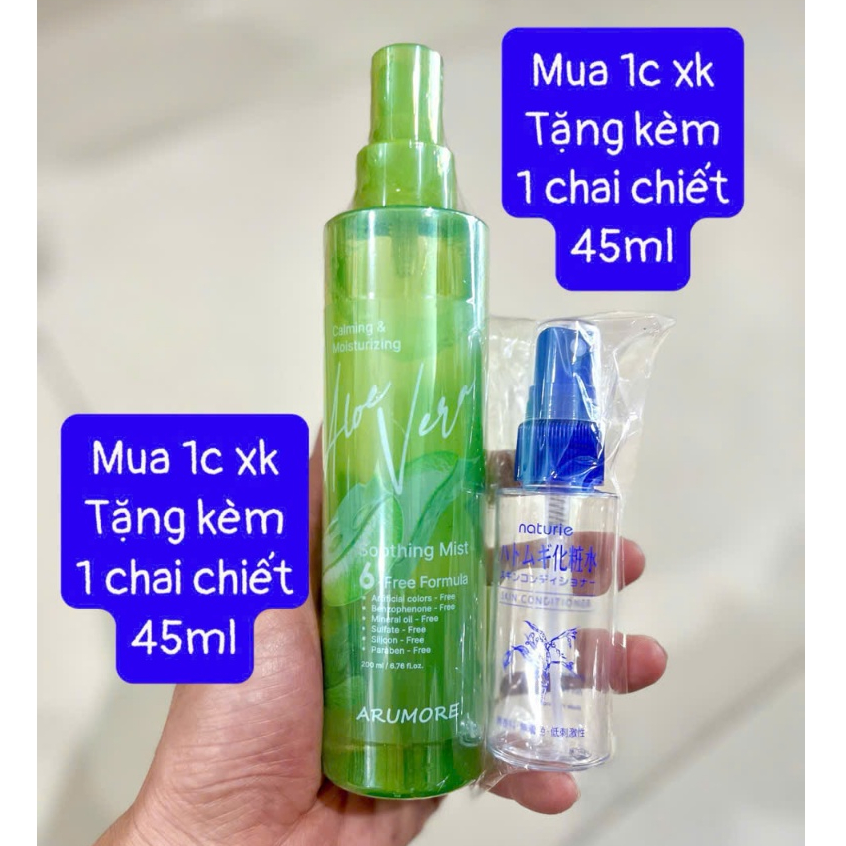 (Hàng cty) Xịt Khoáng Lô Hội Dưỡng Ẩm Và Làm Dịu Da Arumore Aloe Vera Soothing Mist 200ml