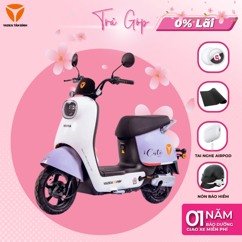 Xe Máy Điện YADEA ICUTE H - Có Bàn Đạp + Đăng Kiểm - Xe Điện Cutie