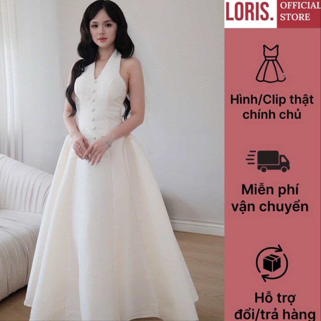 LORIS - Mimosa Dress, đầm tafta cổ yếm dài