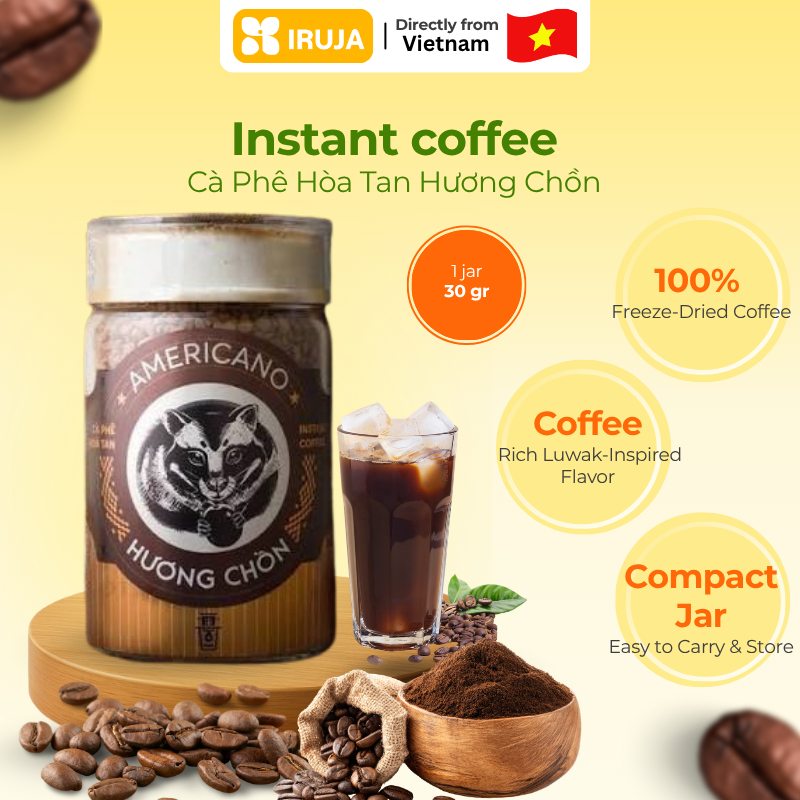 [IRUJA VIETNAM] CÀ PHÊ HÒA TAN AMERICANO HƯƠNG CHỒN HŨ 30G