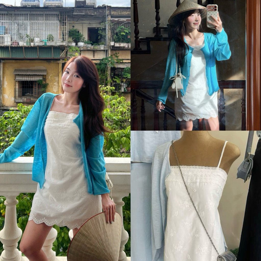 Selina Dress (TSW) Váy 2 dây trắng thêu hoa viền ren Nữ the.sweaterweather
