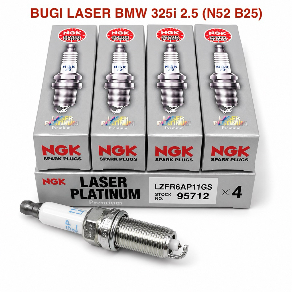 NGK Hộp 4 cái Bugi Laser Iridium LZFR6AP11GS 95712 cho BMW 325i 2.5 Động cơ N52 B25
