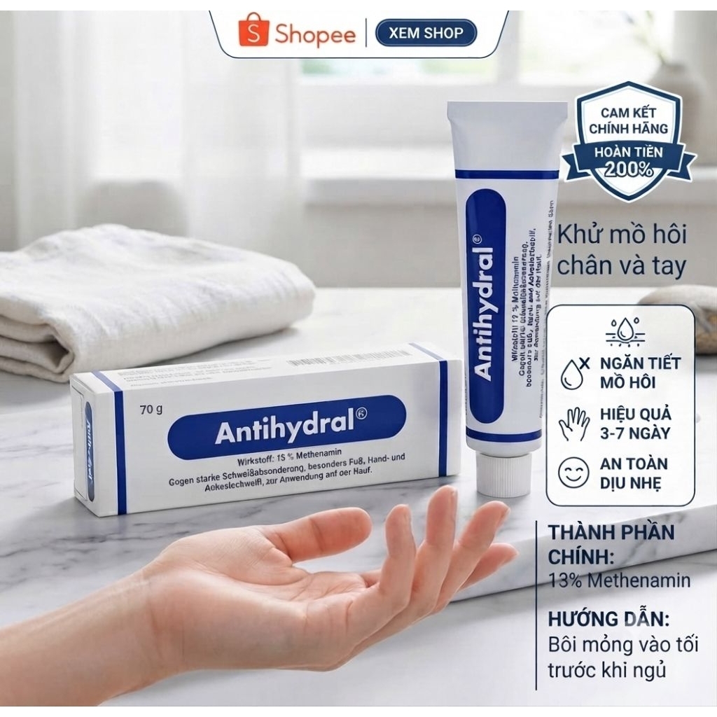 [ANTIHYDRAL] Ngăn mồ hôi nách, mồ hôi tay chân nội địa Đức - Bill Đức chính hãng