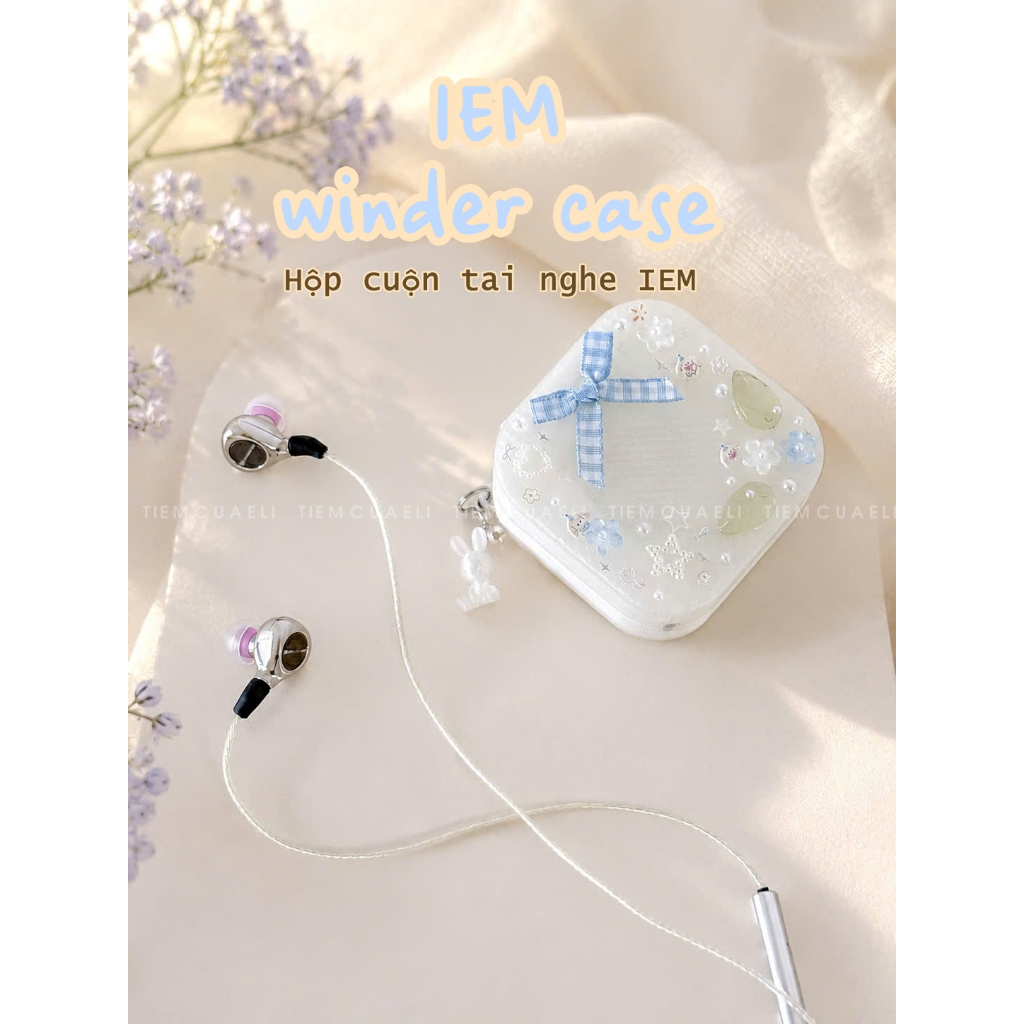 (FREE dán tên) IEM - Hộp cuộn tai nghe dây IEM nắp nam châm | Hộp đựng tai nghe tiện lợi | by Eli