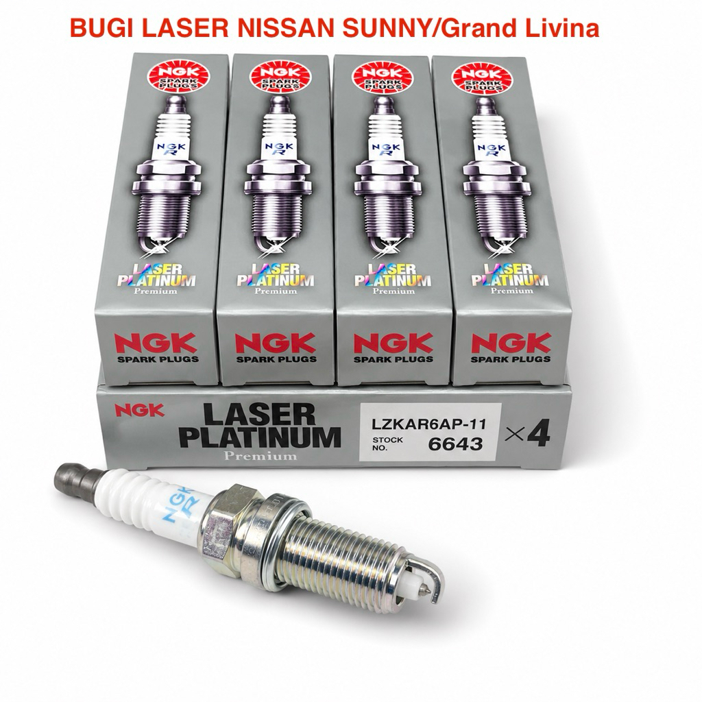 NGK Hộp 4 cái Bugi Laser Platinum LZKAR6AP-11 6643 cho Nissan Sunny/Grand Livina - Mã động cơ HR15DE