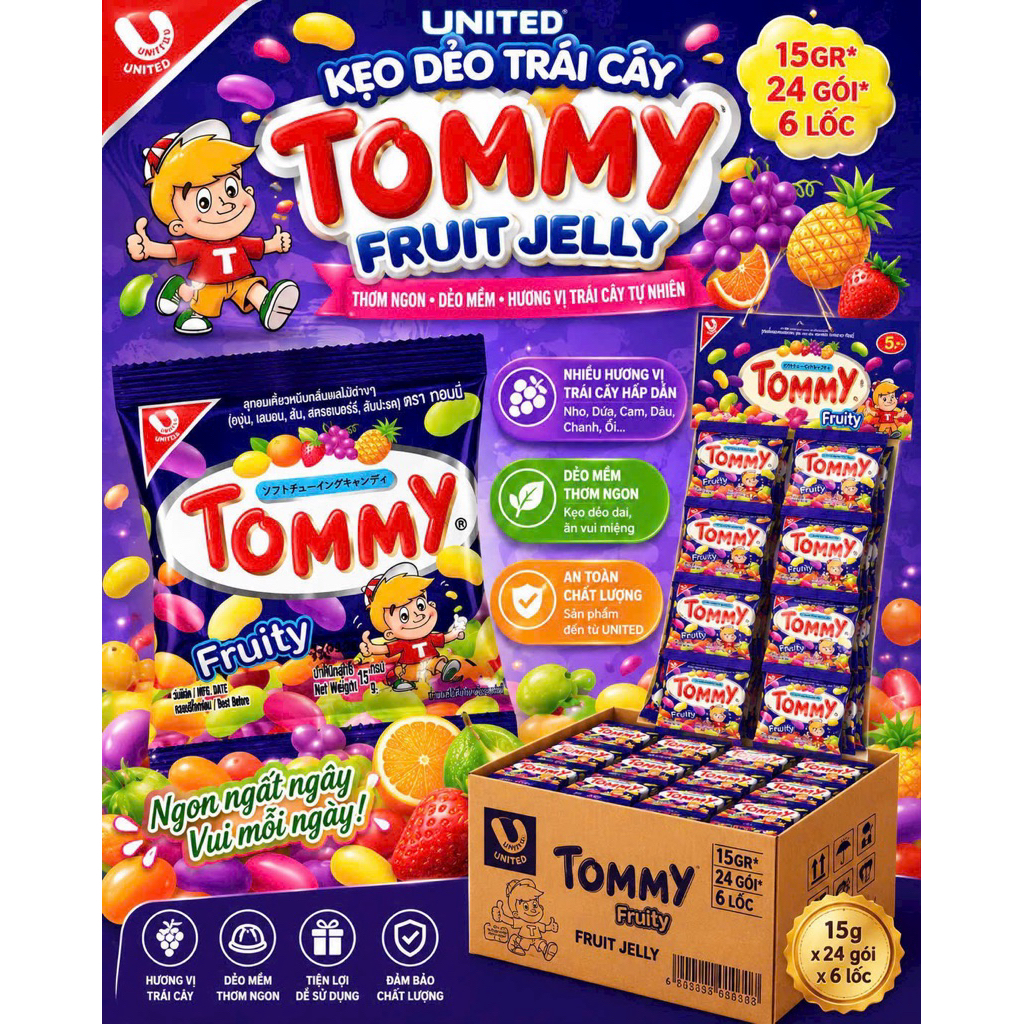 một gói kẹo trái cây mĩ vị tommy thái lan