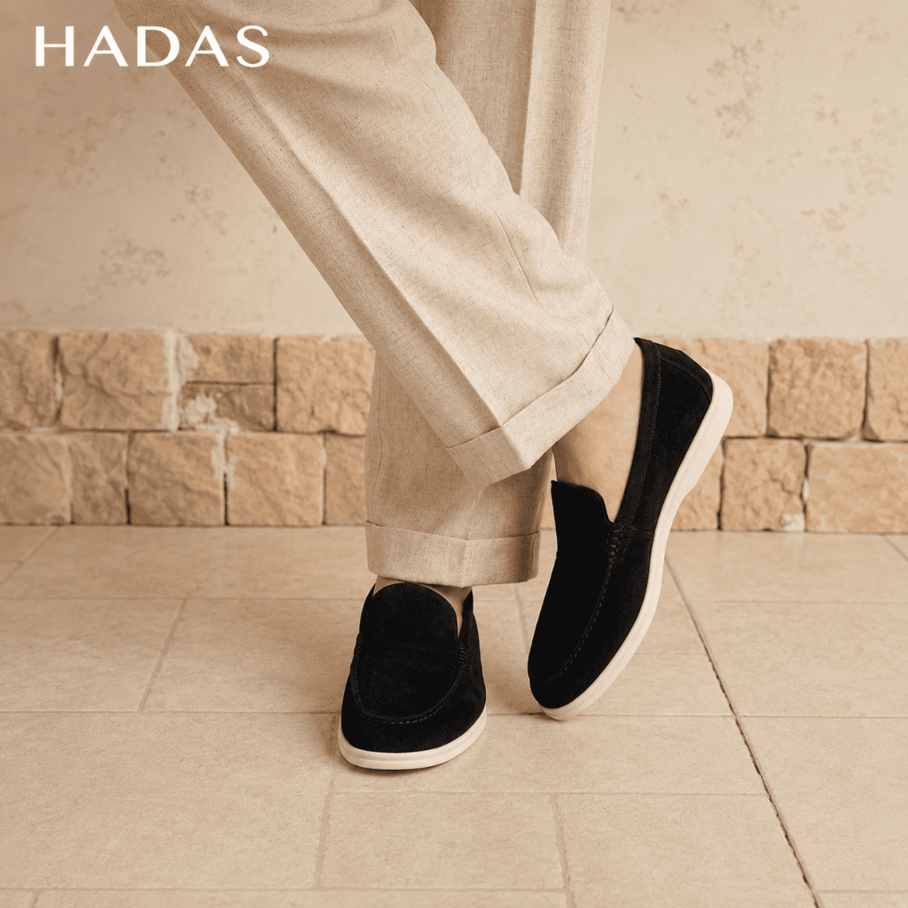 HADAS Giày Lười Slip On Loafer HADAS - Da Bò Lộn Cao Cấp - Đế Cao Su Non 3cm - Giày Công Sở Trẻ Trun
