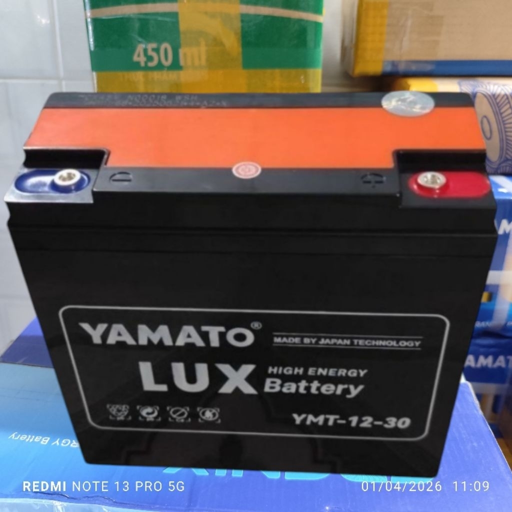 Bộ 4 Bình Ắc Quy Xe Máy Điện Yamato Lux Battery YMT-30 (48V-30AH) Phiên Bản Mới Chịu Nhiệt Rất Cao C