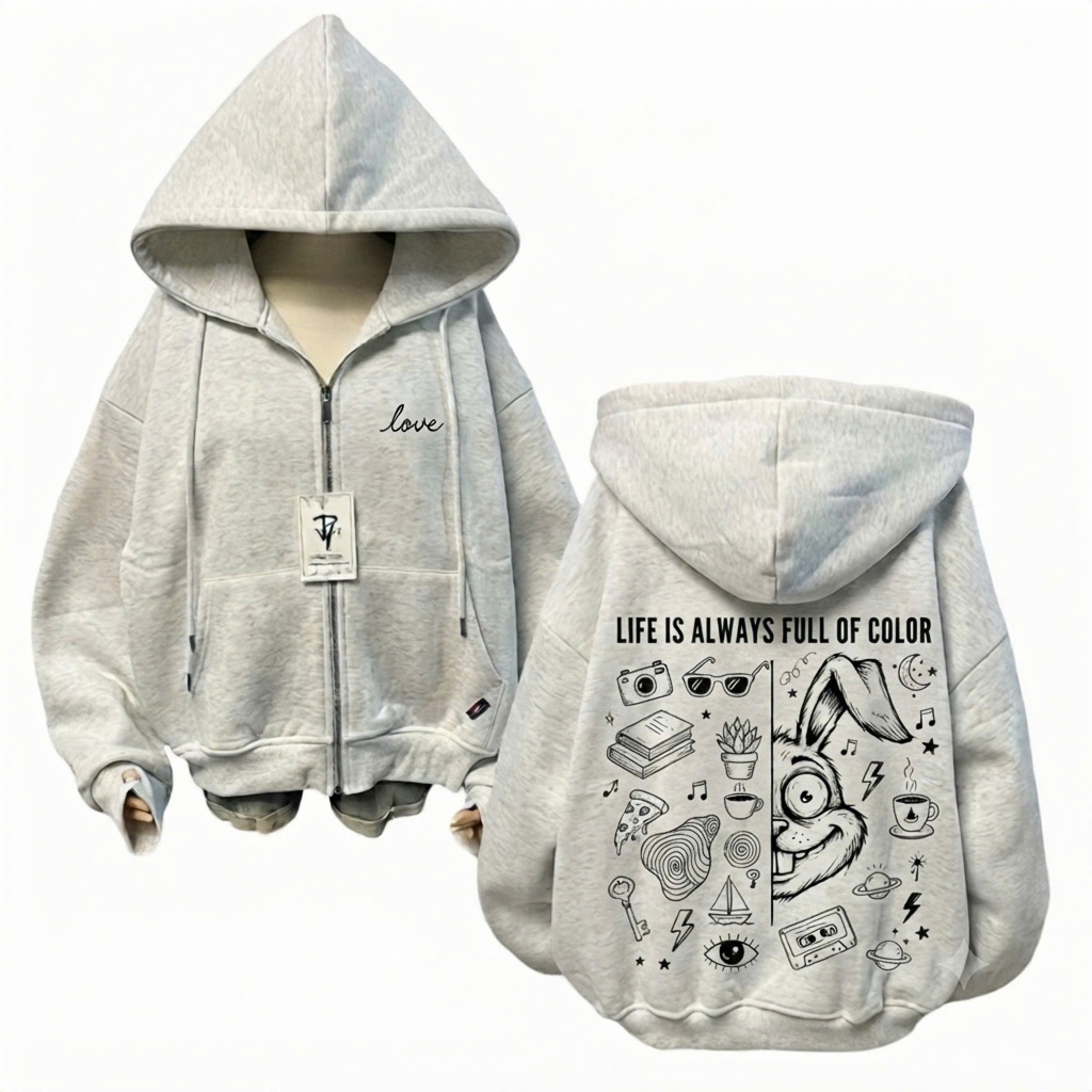 ÁO KHOAC HODIE ZIP NAM NỮ THỎ NGỐ BIKA  IN LƯNG+NGỰC CHẤT NỈ CHÂN CUA 2 DA TAY BỒNG MŨ TO SIÊU XIN X