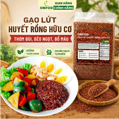 Gạo lứt huyết rồng đỏ hữu cơ ONFOD gạo nứt ăn kiêng giảm cân cho người tiểu đường eat clean 500g 1kg