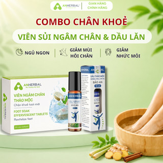 Combo Chân Khỏe ANHERBAL - Dầu lăn tinh dầu Bảo An và viên sủi Chân Khỏe Tươi Mới hỗ trợ giảm đau nhức mỏi