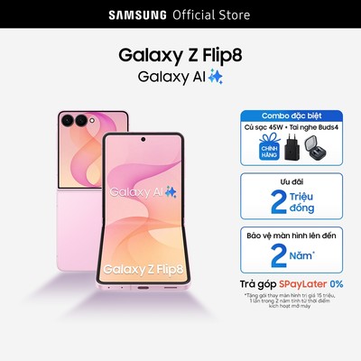 Combo Độc Quyền: Điện thoại Samsung Galaxy Z Flip8, 256GB + Tai Nghe Samsung Galaxy Buds4 + Charge 45W