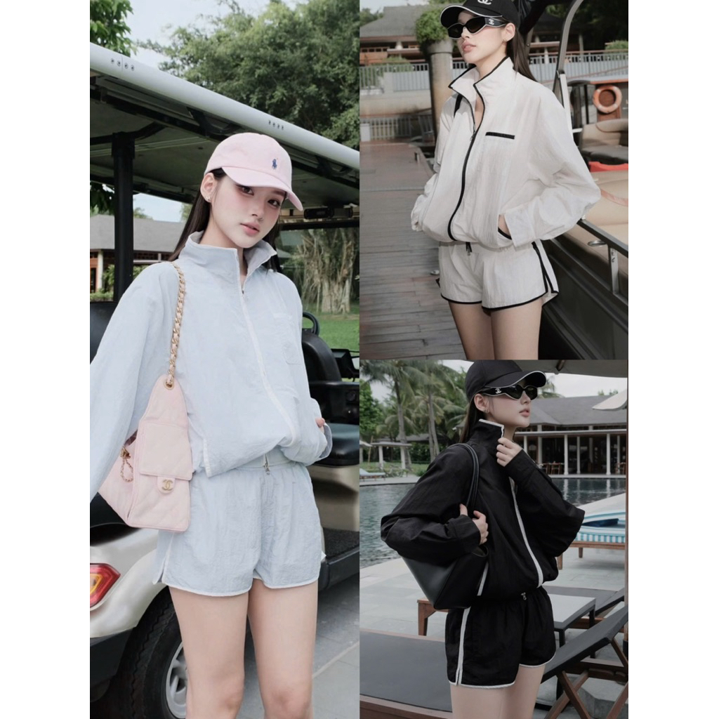 [𝐌𝐌𝐔𝐒𝐄 𝐒𝐓𝐎𝐑𝐄] VIDEO - Set gió áo tay dài quần short lưng thun viền màu cá tính năng động trẻ trung