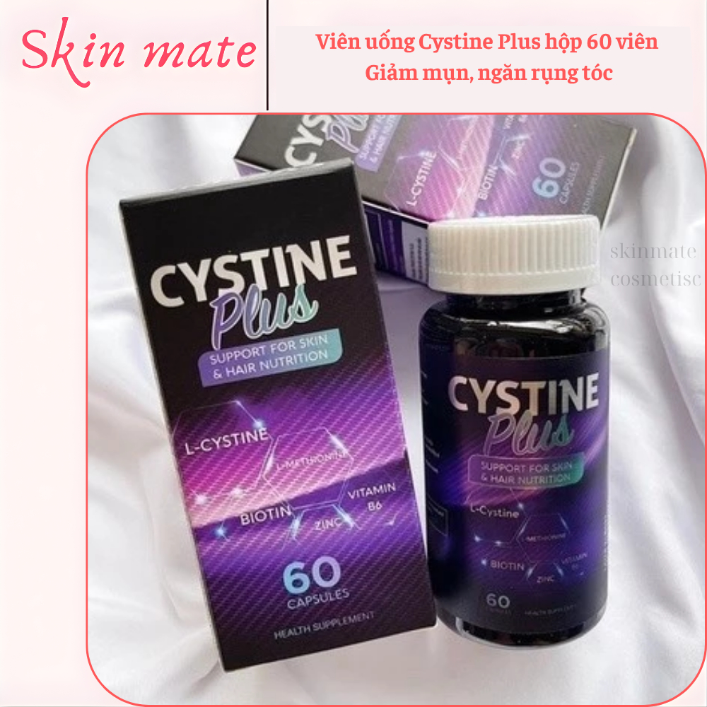 Viên uống Cystine Plus hộp 60 viên Giảm mụn, ngăn rụng tóc, làm đẹp da, sáng da, chắc móng