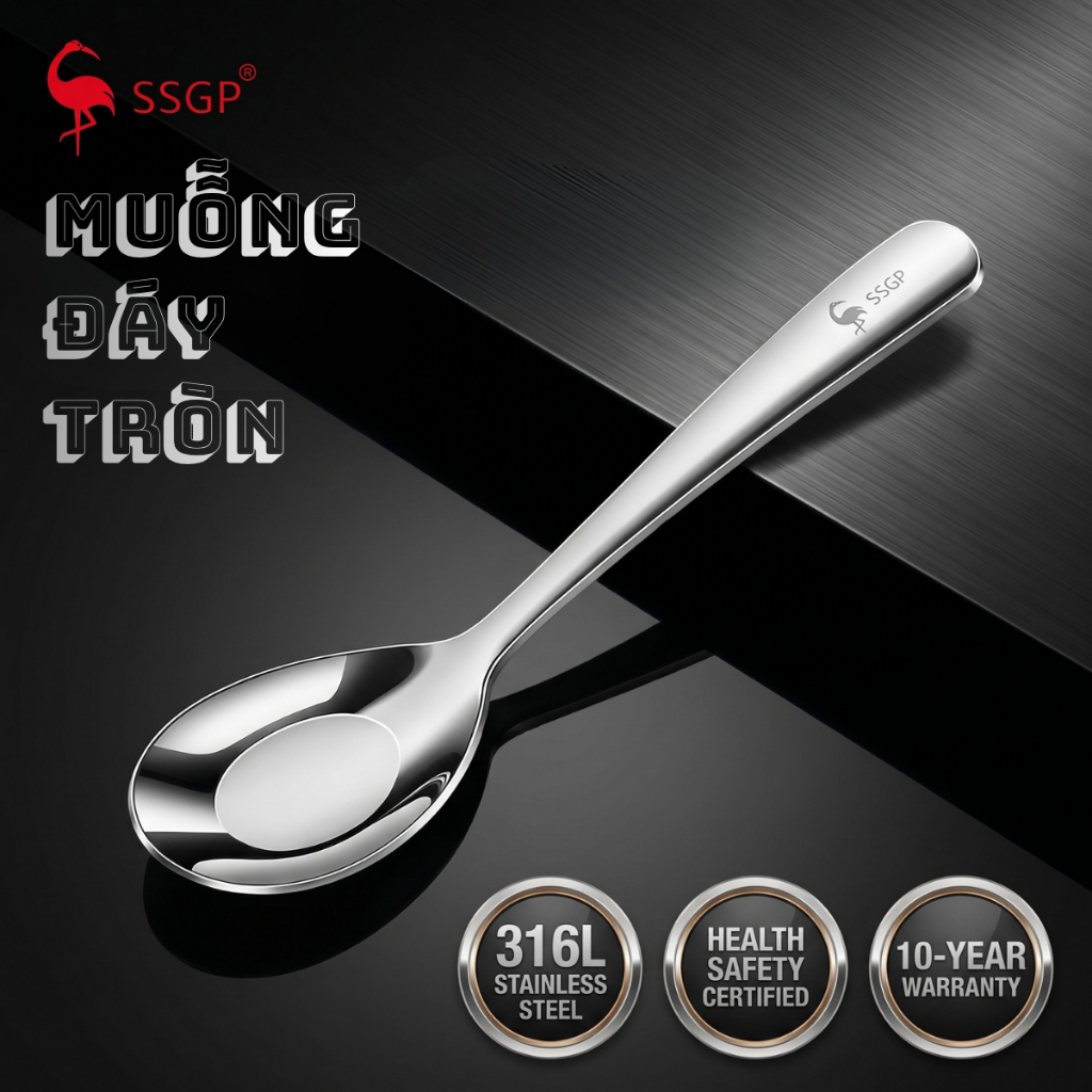 Muỗng ăn cơm inox 316 giọt nước SSGP Muỗng inox nhỏ Muỗng canh Muỗng inox 316 cao cấp Thìa inox 304