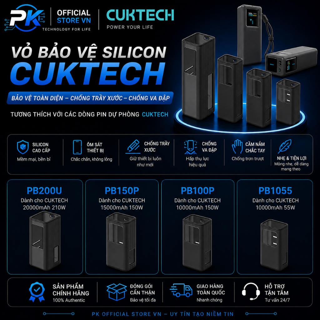 Vỏ Silicon Bảo Vệ Cuktech Cho PB1055 PB150 PB100P PB200U Chính Hãng