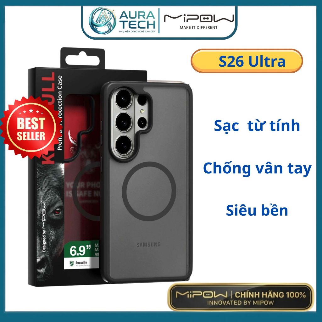 [Chính Hãng] Ốp Lưng Nhám Samsung S26 Ultra Mipow Mattex Ma.gSafe Qi2 - Chống Bám Vân Tay, Chống Sốc