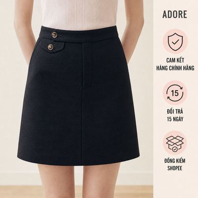 [ ADORE ] Chân váy A mini phối nắp túi Đen/ Be 613SK0006