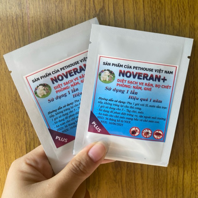 Combo 2 gói NOVERAN (5-7kg) tắm sạch ve, rận, bọ chét 1 lần hiệu quả 1 năm