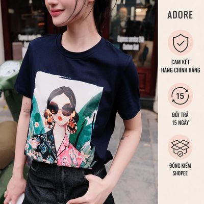 [ ADORE ] Áo T-shirt navy in Nàng A Mị 611TS2008