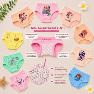 Set 5-10-20 quần lót bé gái 12-50kg, quần chip tam giác chéo cotton mềm mại kháng khuẩn cho bé gái