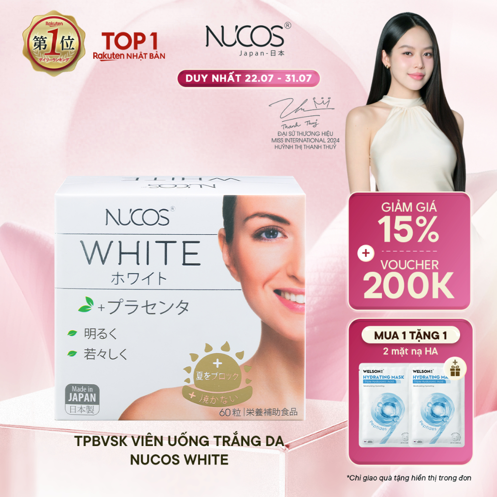 TPBVSK Viên Uống Trắng Da Nucos White Hỗ Trợ Mờ Thâm Nám Sáng Da Chống Nắng [Hộpx60 viên]