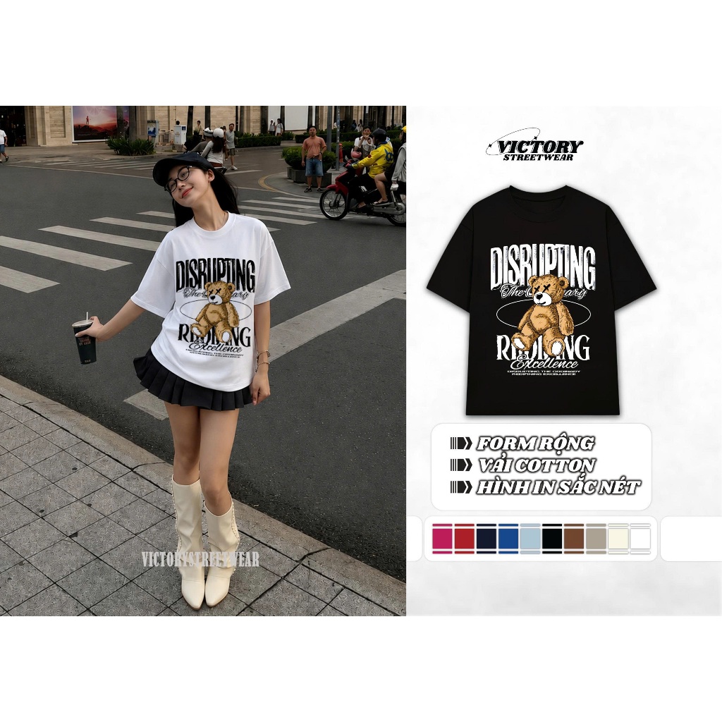 Áo Thun Unisex DISRUPTING BEAR Graphic 100% Cotton 260gsm Victory Streetwear