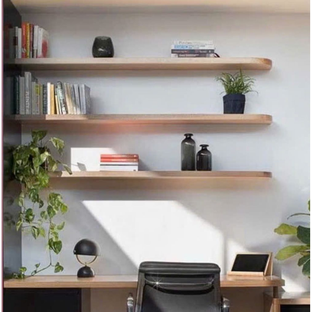 Thanh kệ hàng đẹp bằng gỗ sồi hàng đẹp bo góc đã được sơn bóng
