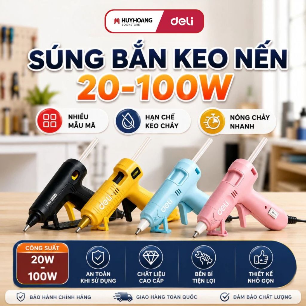 Máy Bắn Keo Nến DELI Công Suất 20W - KÈM 10 QUE KEO - Tiện Lợi, Làm Nóng Nhanh (EDL390021) Tools