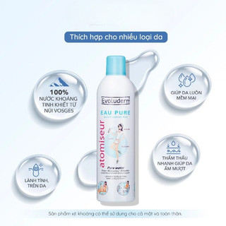 Xịt khoáng dưỡng ẩm, làm dịu và bảo vệ da Evoluderm Atomiseur Eau Pure 400ml