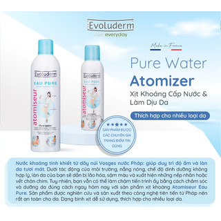 Xịt khoáng dưỡng ẩm, làm dịu và bảo vệ da Evoluderm Atomiseur Eau Pure 400ml