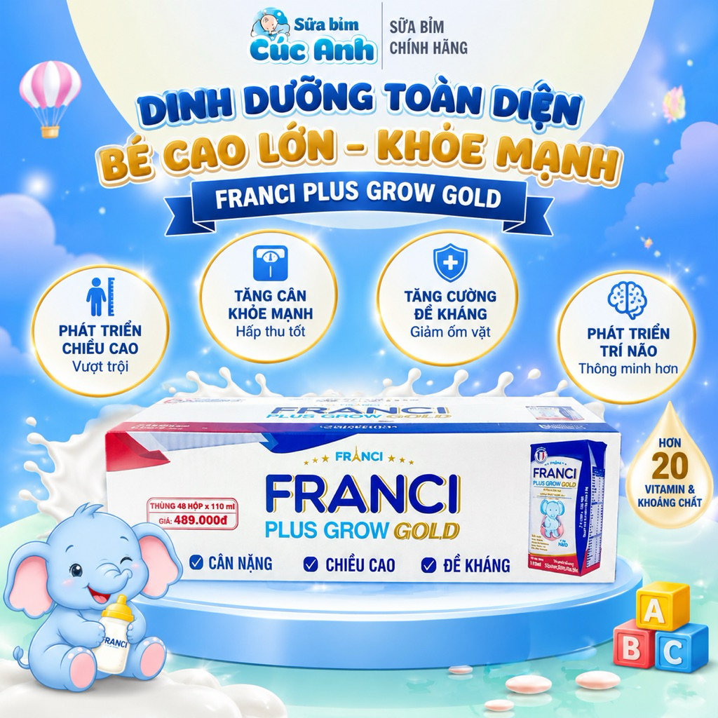 Thùng Sữa công thức pha sẵn Franci Plus Grow Gold 110ml