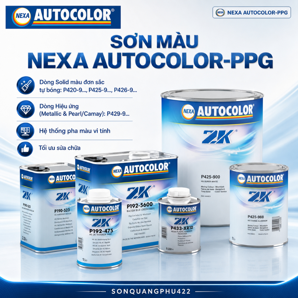 Sơn gốc các màu hãng Nexa Autocolor P420- P425- P429- SONQUANGPHU422