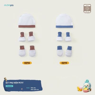 Bao tay chân mũ cho bé sơ sinh Mompa 0-3 tháng vải Petit mềm mịn co giãn MP 0272