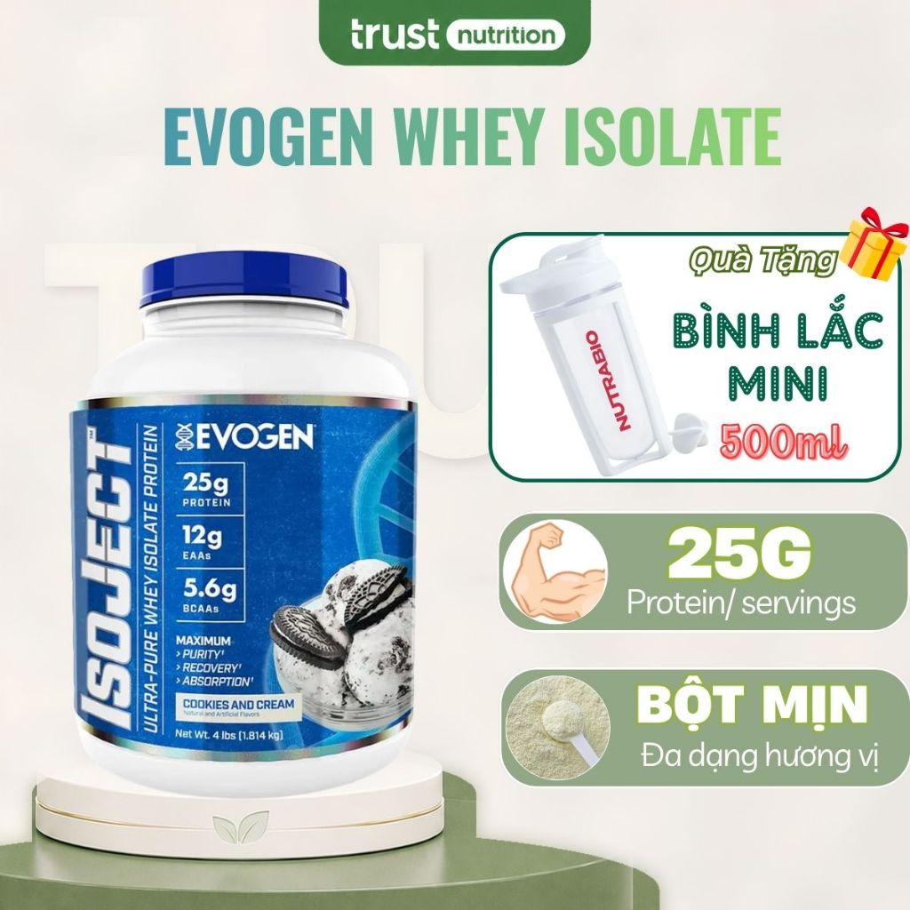 Sữa hỗ trợ tăng cơ Evogen IsoJect Ultra-Pure Whey Isolate Protein, 4 Lbs, dịu nhẹ với hệ tiêu hóa