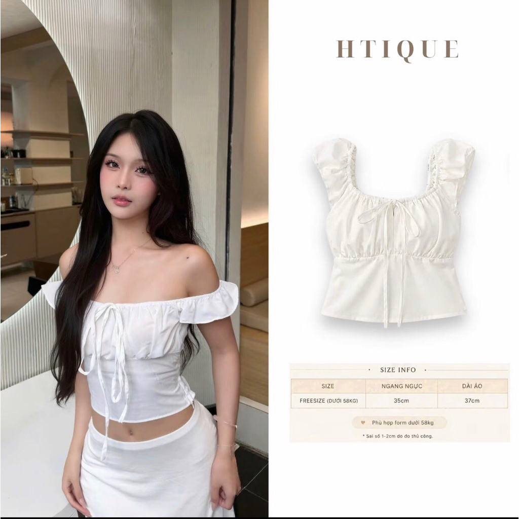 áo trễ vai nhún HTIQUE(nguyên new)