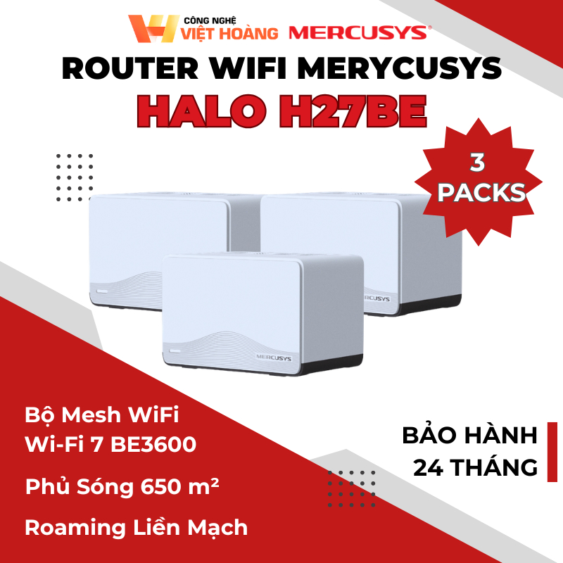 [Halo H27BE] MERCUSYS Hệ Thống Mesh Wi-Fi 7 BE3600