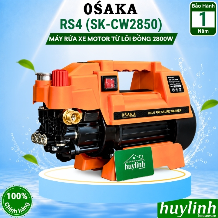 (Lõi Đồng 100%) Máy xịt rửa xe chỉnh áp Osaka RS4 (SK-CW2850) - Công suất 2800W  - Motor cảm ứng từ 