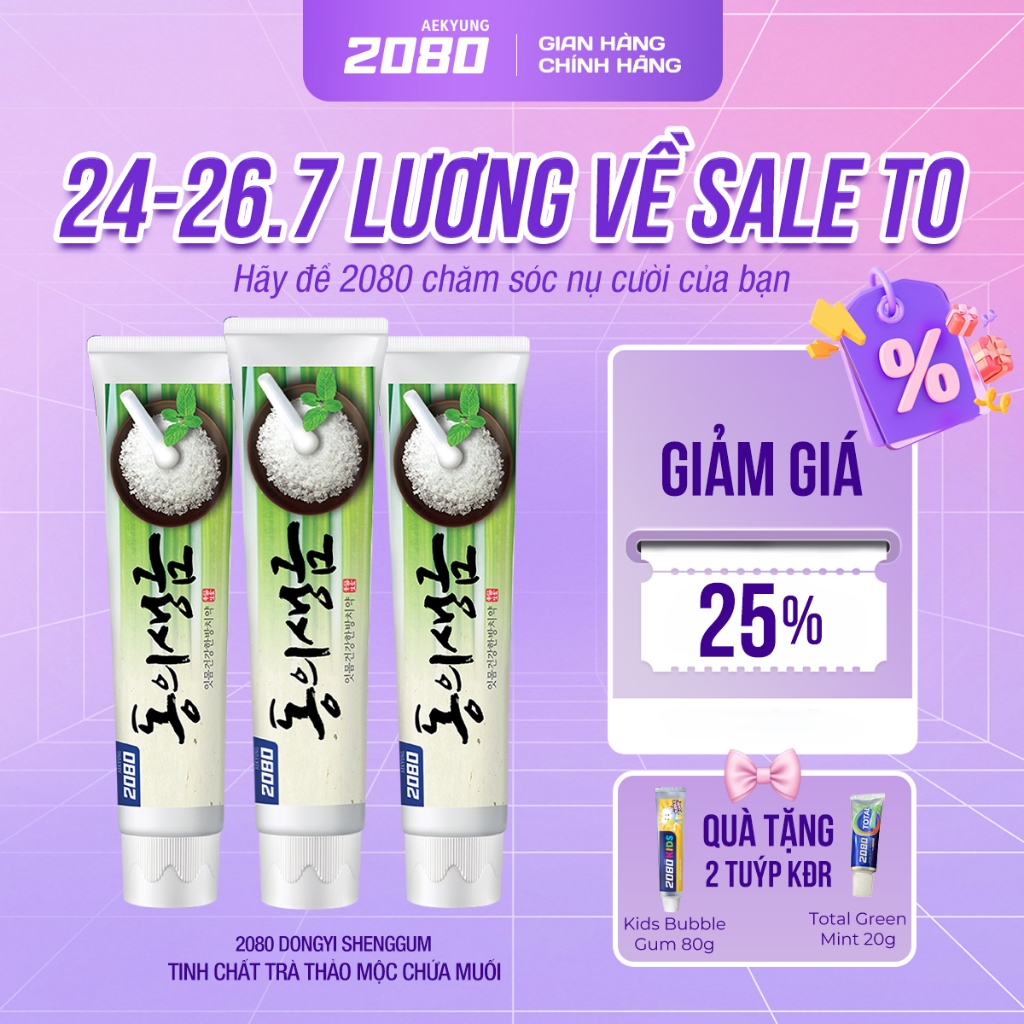 Combo 3 Kem Đánh Răng Muối Thảo Dược Thơm Miệng Ngừa Viêm Nướu Dental Clinic 2080 Dongyi Shenggum