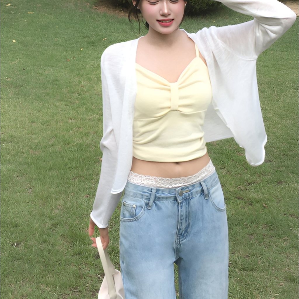 [HRM029] Áo hai dây croptop họa tiết nơ trái tim Jeoteul