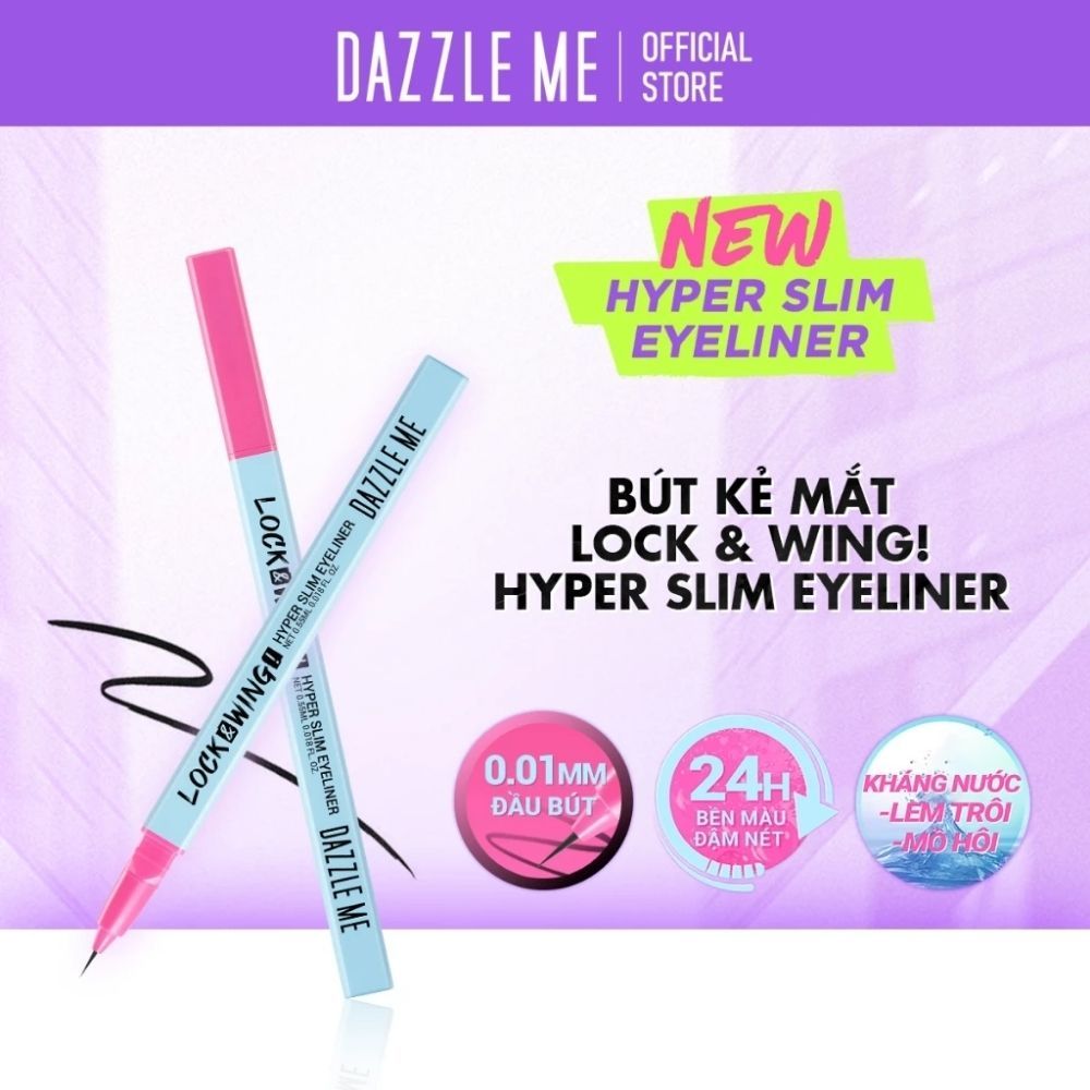 Ảnh 2 của Bút kẻ mắt DAZZLE ME Lock & Wing! Hyper Slim Eyeliner mảnh, đầu cọ mềm chống nước 0.55ml