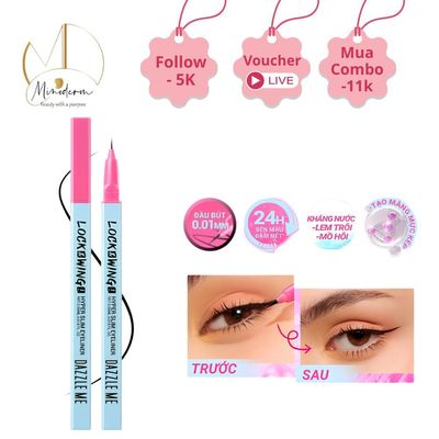 Bút kẻ mắt DAZZLE ME Lock & Wing! Hyper Slim Eyeliner mảnh, đầu cọ mềm chống nước 0.55ml