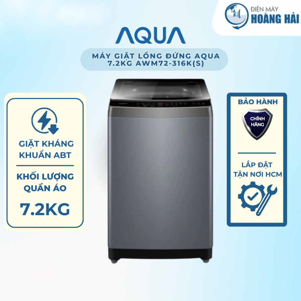 AWM72-316K(S) | Máy giặt lồng đứng Aqua 7.2kg AWM72-316K(S) - HÀNG CHÍNH HÃNG