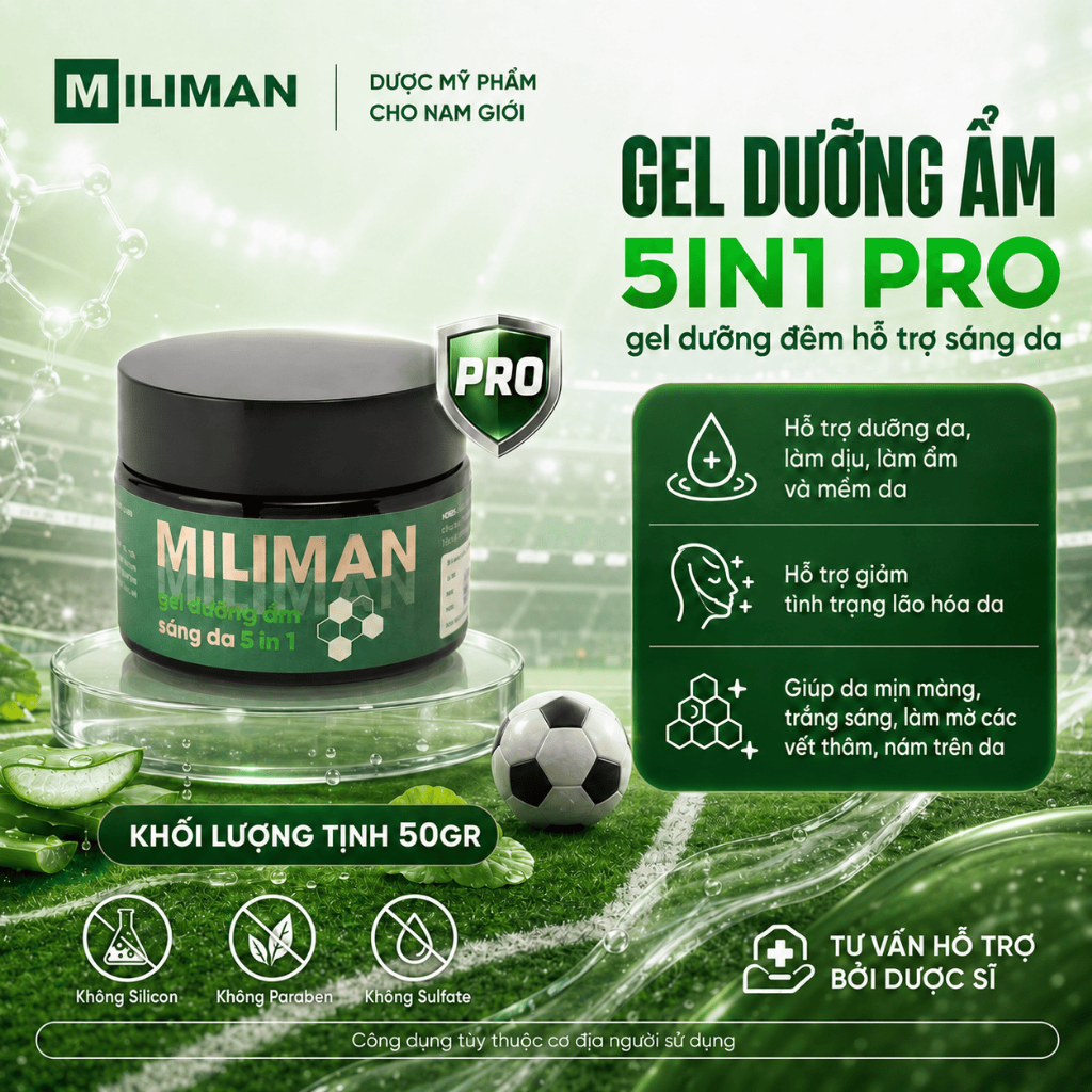 Gel Dưỡng Ẩm 5in1 MILIMAN PRO 50g | Dưỡng Ẩm Da Mặt, Giúp Phục Hồi Và Sáng Da