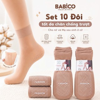 Combo 10 Đôi Tất Da Chân Hàn Quốc,Tất Than Tre Chống Trượt, Tất Nhung Khử Mùi Cho Mẹ